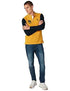 Splash Men's Pullover with Chest Embroidery and Contrast Long Sleeves