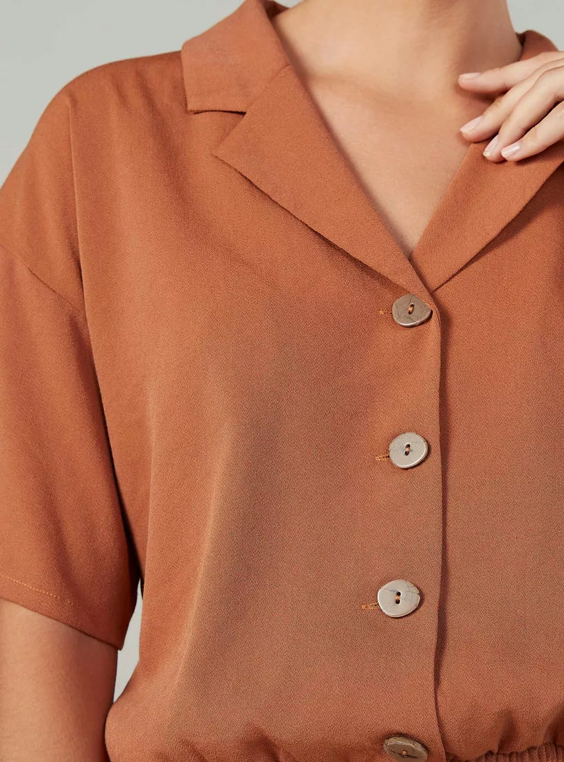 Plain Top with Notched Lapel and Short Sleeves
