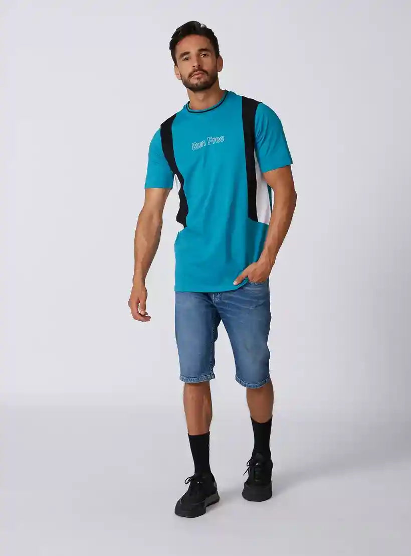 Printed T-shirt with Round Neck and Short Sleeves - Safqqa Egypt
