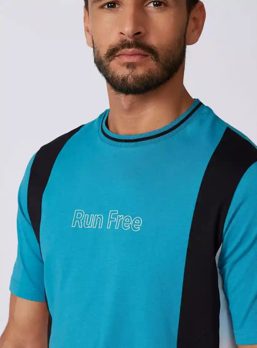 Printed T-shirt with Round Neck and Short Sleeves - Safqqa Egypt