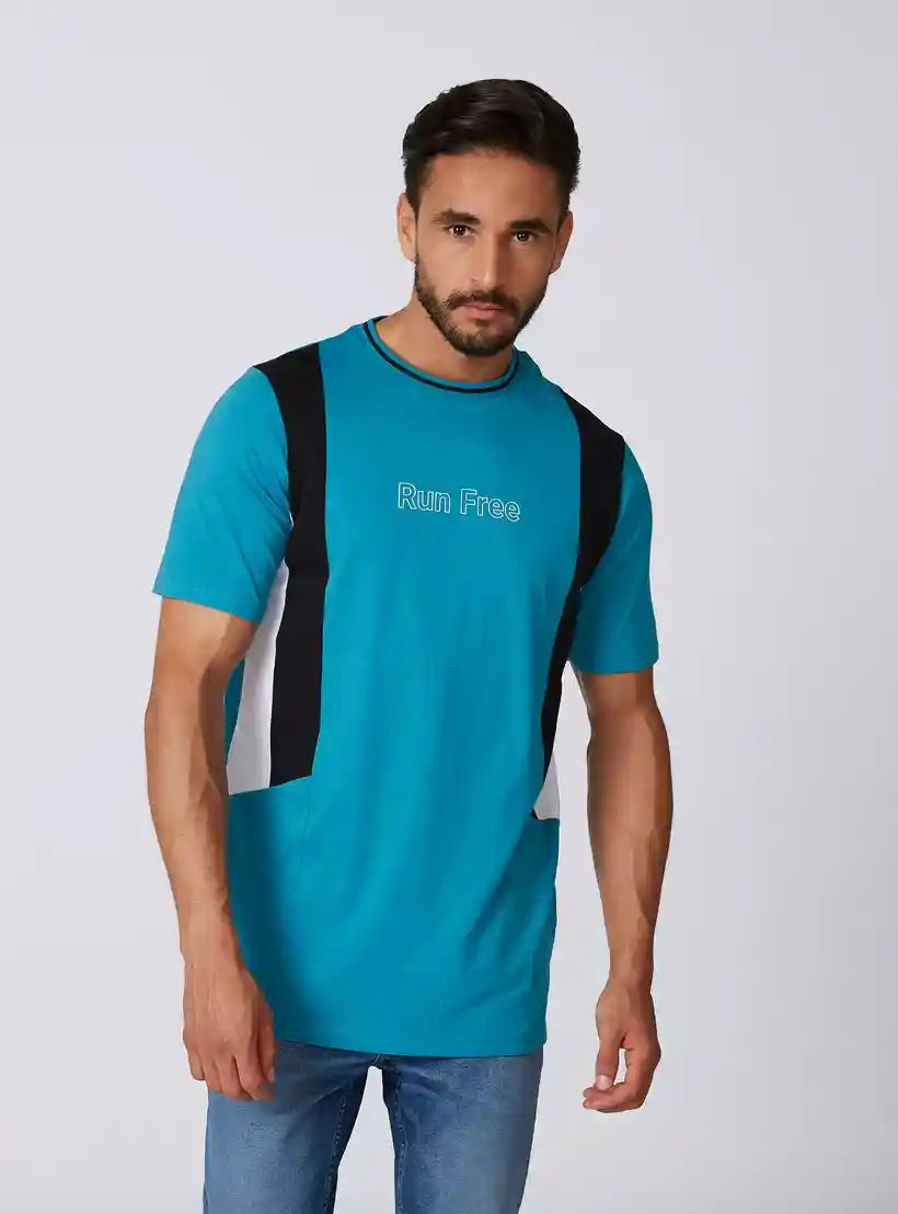 Printed T-shirt with Round Neck and Short Sleeves - Safqqa Egypt