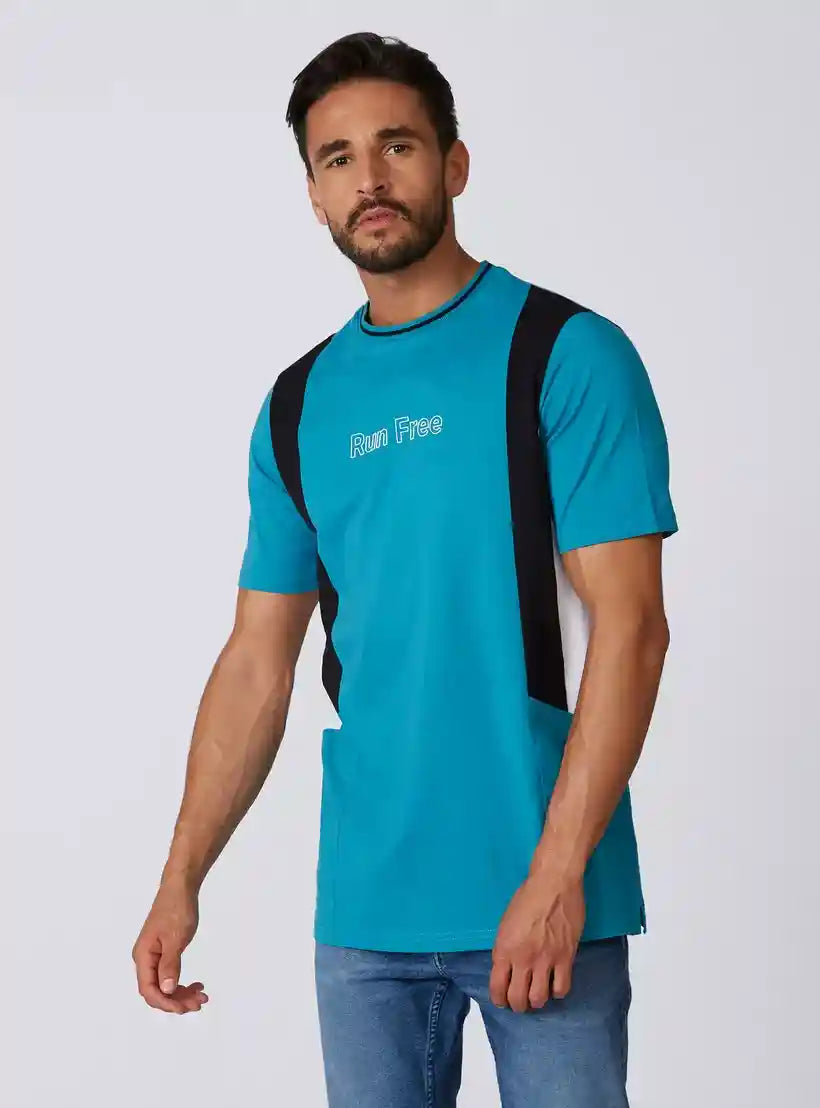 Printed T-shirt with Round Neck and Short Sleeves - Safqqa Egypt