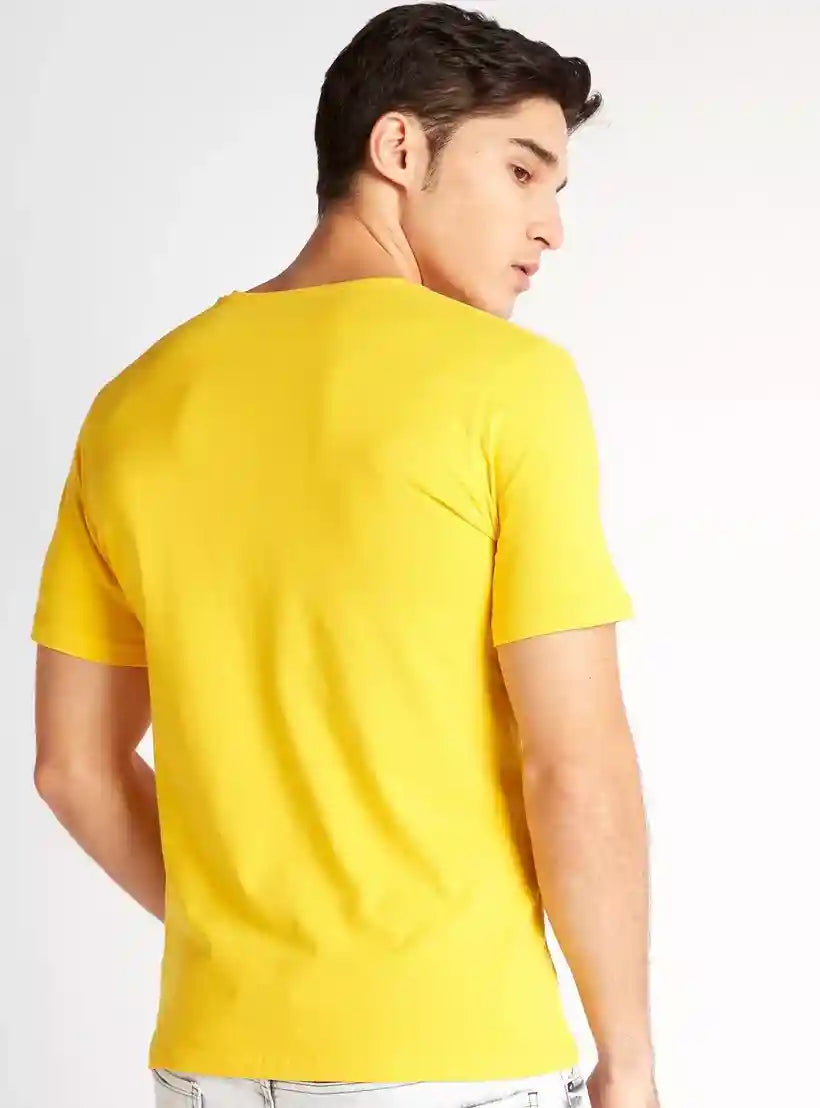 Solid V-neck T-shirt with Short Sleeves - Safqqa Egypt