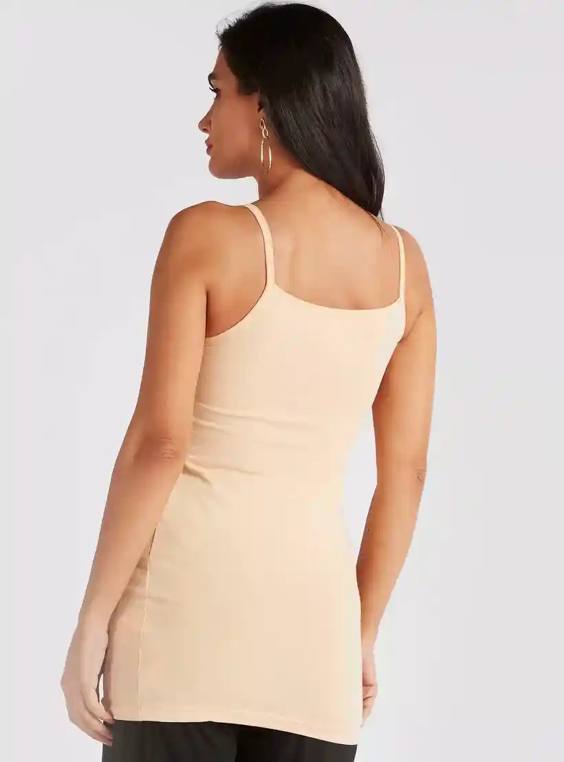 Solid Camisole with Scoop Neck and Spaghetti Straps - Safqqa Egypt