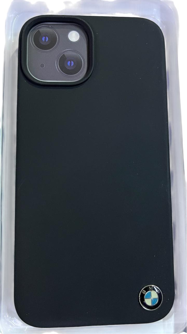 BMW Liquid Silicone Case Metal Logo for iPhone 14 6.1 Black