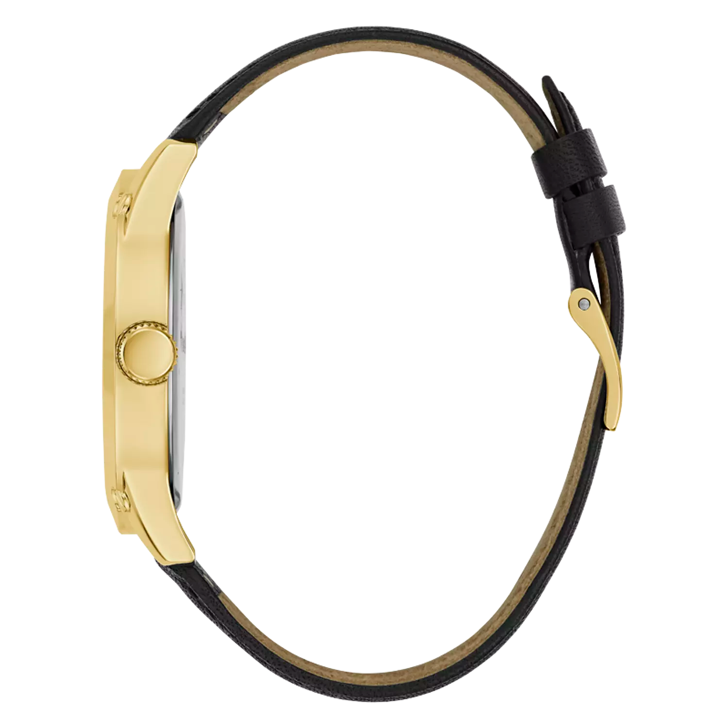 Guess Men's Analog Watch with Black Leather Strap