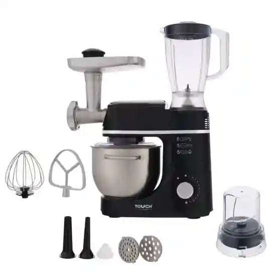 Touch Elzenouki Mixer 1200 Watt 5 Liter 12 Speed Mixer 1.5 Liter Equipped with Grinder and Premium Plus Grating Arms Black 40567-Have Scratches - Safqqa Egypt