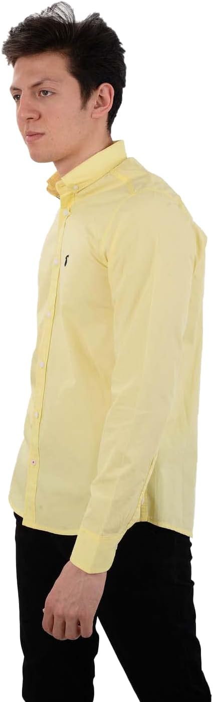 White Rabbit Collar Neck Long Sleeve Shirt for Men - Yellow, X-Large