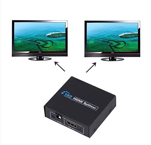 NTV 4K 1x2 HDMI Splitter 1 منفذ إلى 2 HDMI عرض مكرر/مرآة مقسم يعمل بالطاقة الإصدار 1.4 معتمد لدعم ثلاثي الأبعاد عالي الدقة 1080 بكسل عالي الدقة (مدخل واحد إلى مخرجين)