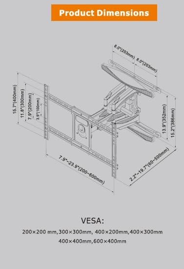 ترومان - حامل تلفاز جداري P65 متحرك مقاس 55 إلى 85 بوصة - أسود يدعم أجهزة التلفاز من 55 إلى 85 بوصة.