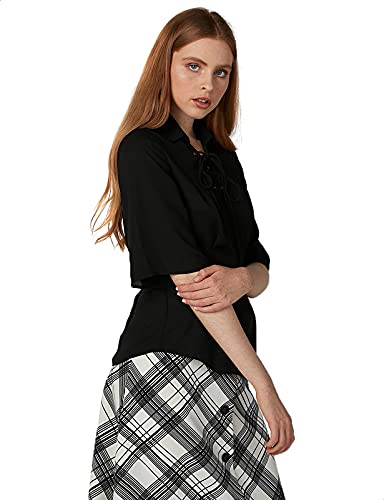 Elle Front Tie Shirt Neck Blouse for Women - Safqqa Egypt