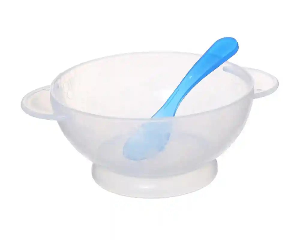 Plastic Food Set With Lid For Kids 2 Pieces (Plate+Spoon), Blue DR-A-557