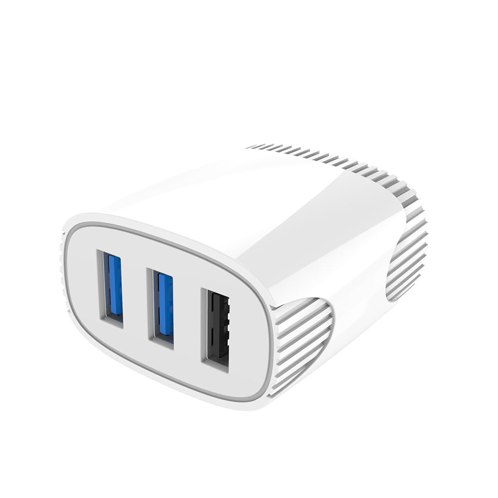 شاحن منزلي ASPOR A812 2.4 A IQ + كابل Type C 3 USB - أبيض - صندوق تالف
