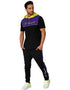 Splash Two-Tone Front Print Short Sleeves Contrast Hooded Sweatshirt for Men
