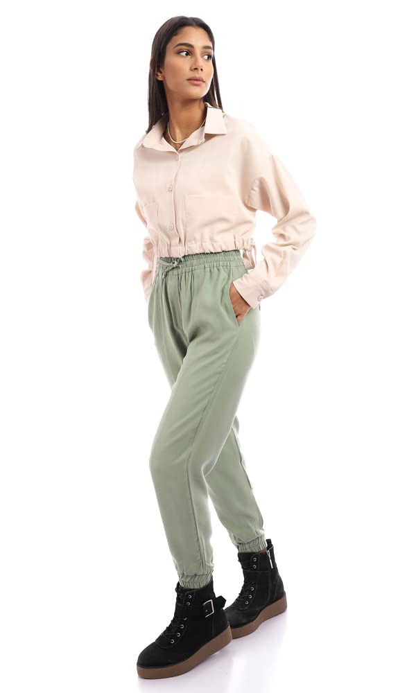 Ravin womens Ravin Women Leather Cropped Long Sleeved Button Down Shirt Shirt