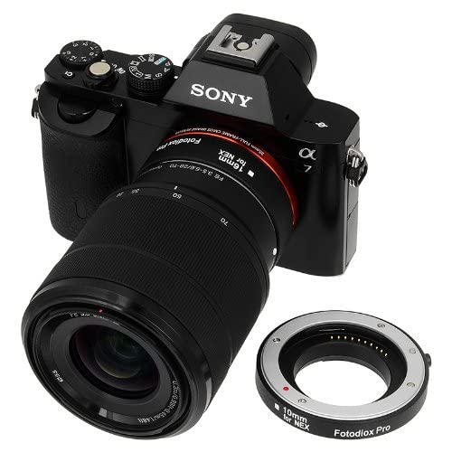 فوتوديوكس مجموعة انبوب تمديد ماكرو اوتوماتيك لنظام كاميرا سوني اي ماونت (ان اي اكس) بدون مراة مع تركيز تلقائي (ايه اف) و تي تي ال اكسبوسور قريبة للغاية (10 ملم، 16 ملم)
