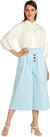 Splash Youth Plain Front Button Wide Leg Cropped Pants for Women