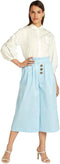 Splash Youth Plain Front Button Wide Leg Cropped Pants for Women