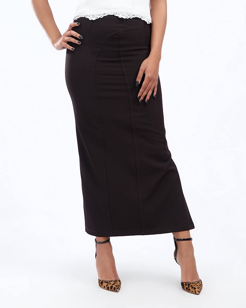 Front Slit Long Skirt Dark Brown size 40