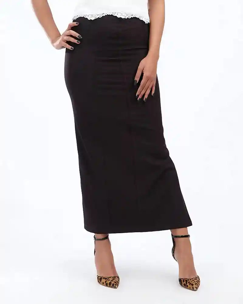 ESLA - Front Slit Long Skirt_Dark Brown - Safqqa Egypt