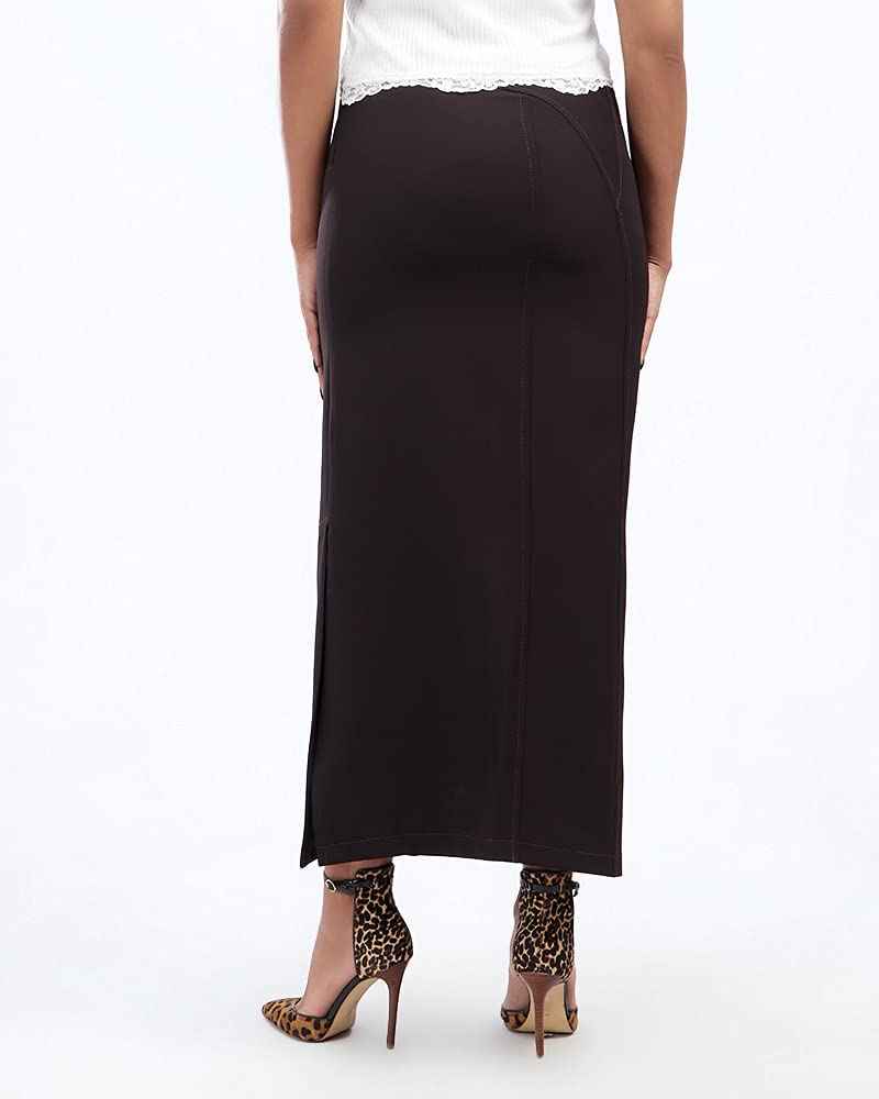ESLA - Front Slit Long Skirt_Dark Brown - Safqqa Egypt