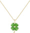 BUBGDYFO Women Four Leaf Clover Necklace Gold Chain Green Opal Pendant