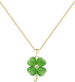 BUBGDYFO Women Four Leaf Clover Necklace Gold Chain Green Opal Pendant