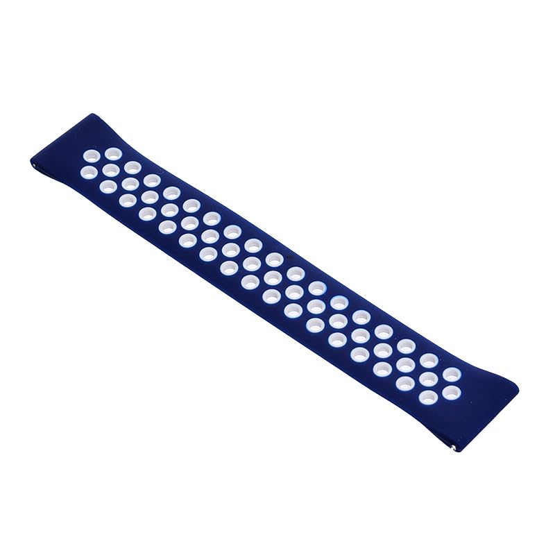 Generic Silicone Adjustable Watch Strap With Holes Design For Unisex Compatible With Smart Watches 22 MM - Navy White