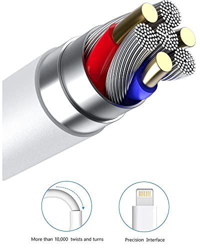 Ellies Apple MFi Certified iPhone Charger Cord 1M Lightning Cable Fast Charging High Speed Data Sync USB Cable Compatible with iPhone 13/12/11 Pro Max/XS MAX/XR/XS/X/8/7/Plus/6S iPad AirPods, white - Safqqa Egypt