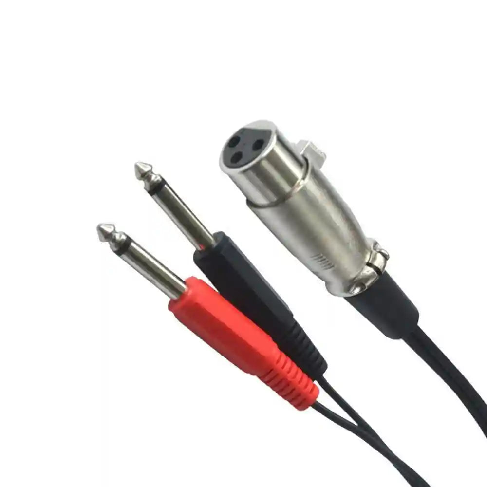 Keendex KX 2178 XLR Female Socket to Dual Mono 6.35mm Male Cord for Mic - Black - Safqqa Egypt