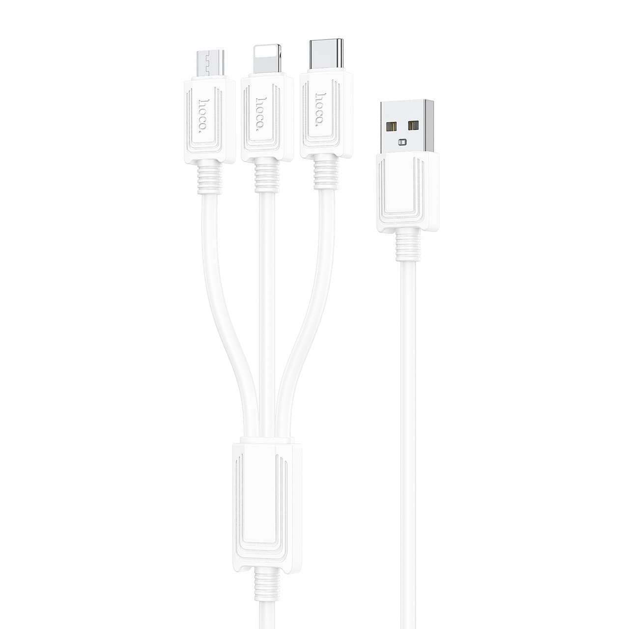 Hoco 3-in-1 Charging Cable Compatible with All Devices - White - 1 Meter - Safqqa
