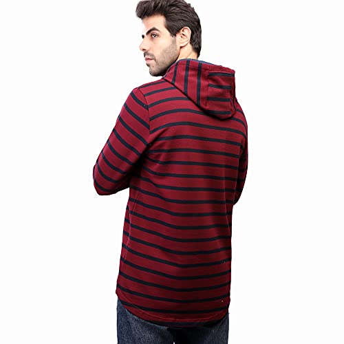 COUP Men's Slim Fit Striped Hoodie with Long Sleeves - Hooded Sweatshirt