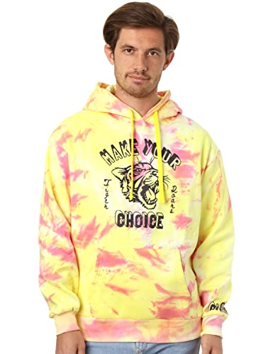 Ravin Men's Slip On Tie Dye Colorful Hoodie - Yellow & Coral Sweatshirt