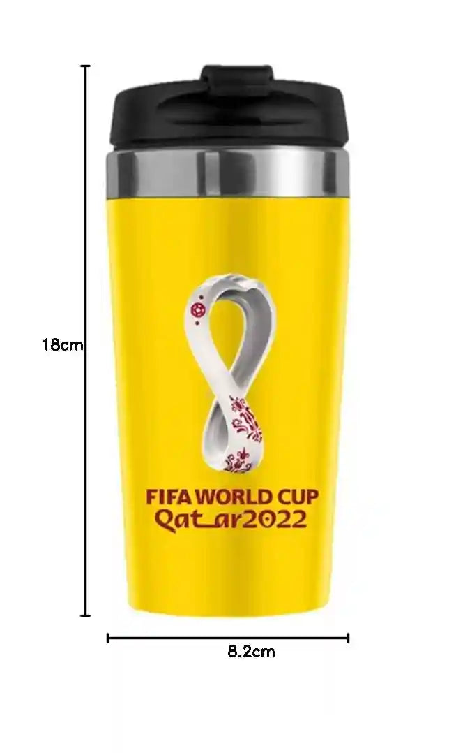 استمتع بمشروباتك المفضلة أثناء التنقل مع كوب الفولاذ المقاوم للصدأ بعزل حراري FIFA World Cup قطر 2022 – البرازيل (450مل). مصنوع من فولاذ مقاوم للصدأ عالي الجودة،