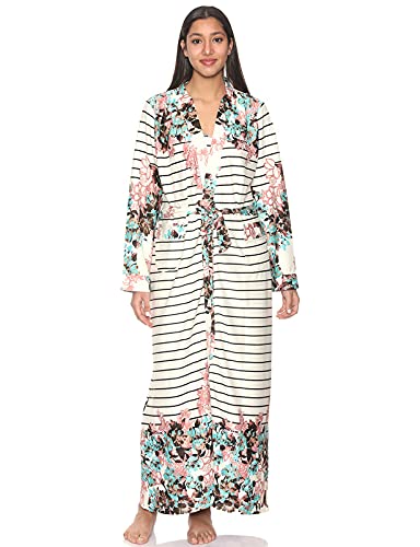 Kady Women’s Striped Maxi Nightgown & Robe Sleepwear Set