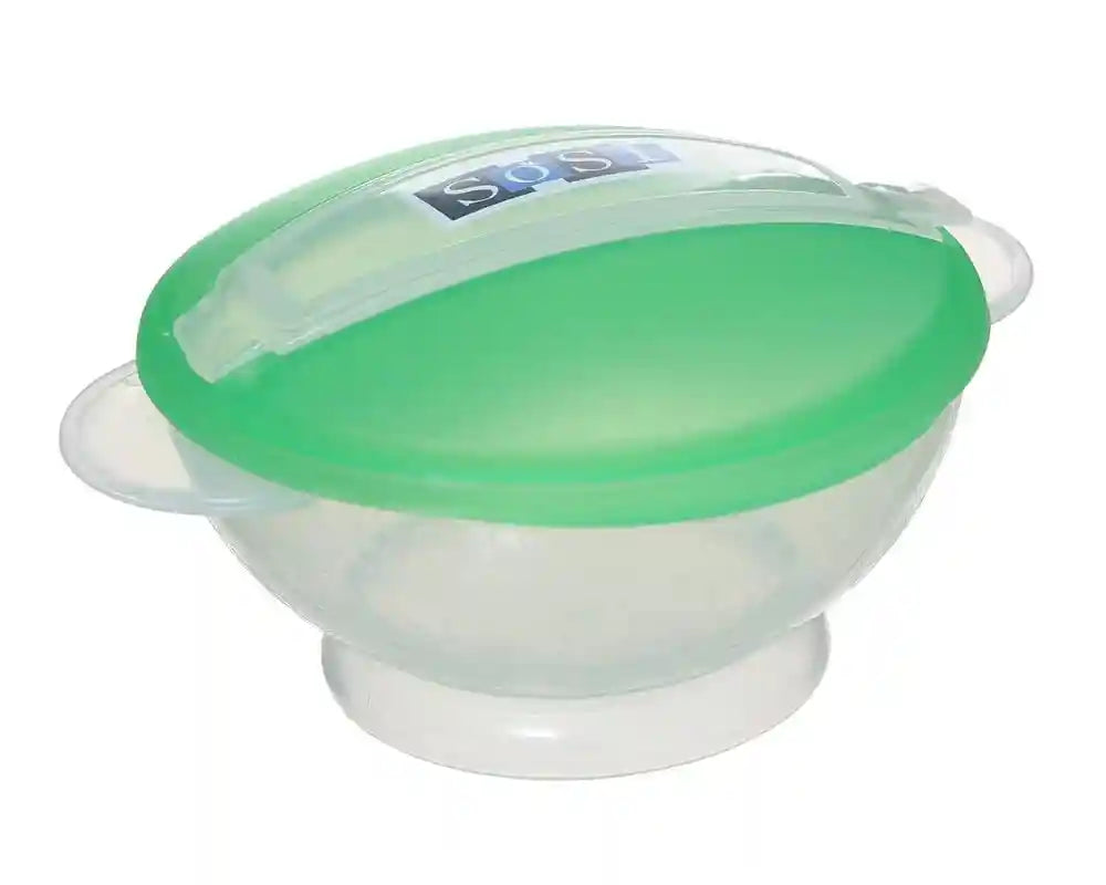 Plastic Food Set With Lid For Kids 2 Pieces (Plate+Spoon), Green DR-A-558 - Safqqa