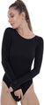 Carina Women's Round Neck Long Sleeve Bodysuit with Snap Closure