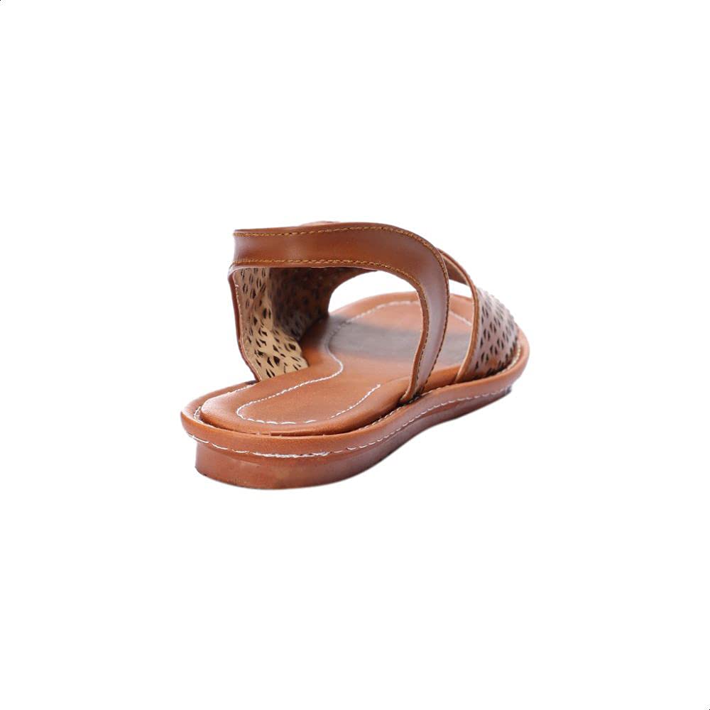 Grinta Faux Leather Open-Toe Geometric Laser Cut Flat D'orsay Sandals For Women