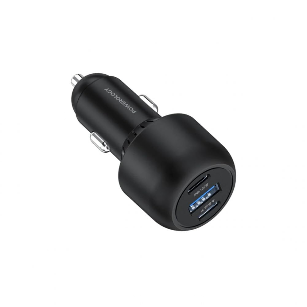 Powerology Charger In Car 130W X2 PD Port & X1 Q.C Port - Black