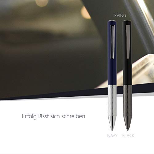 Cerruti 1881 Ballpoint Pen IRVING Black | Writing Instrument With Black Matt Finish And Chrome-Plated Fittings | Blue Ink Color