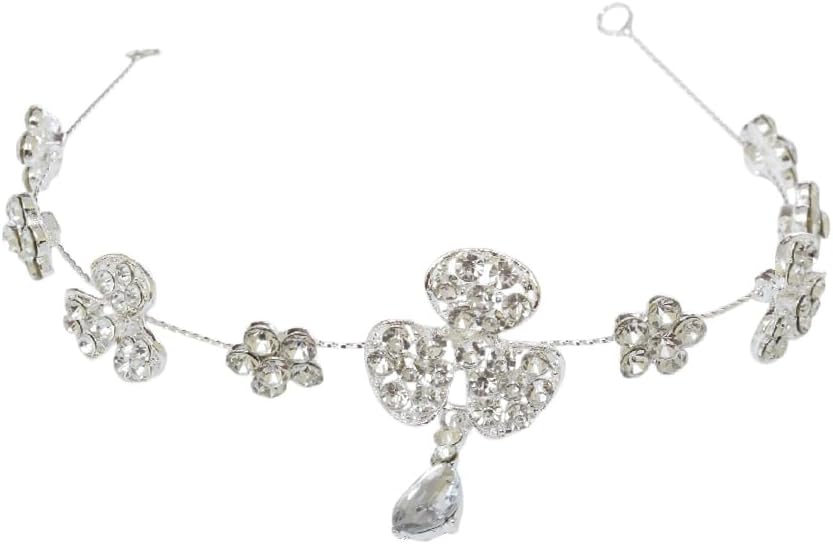 Women’s Crystal Hairband – Elegant Floral Design with Dangling Charm