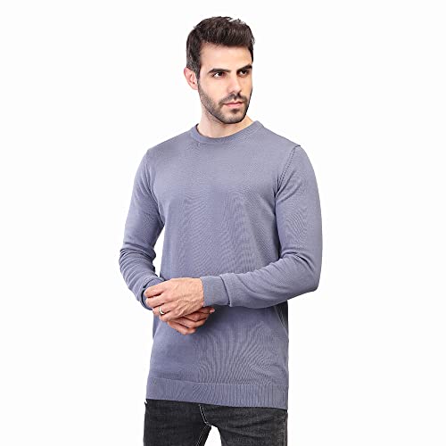 COUP Men's Solid Sweater with Crew Neck and Long Sleeves