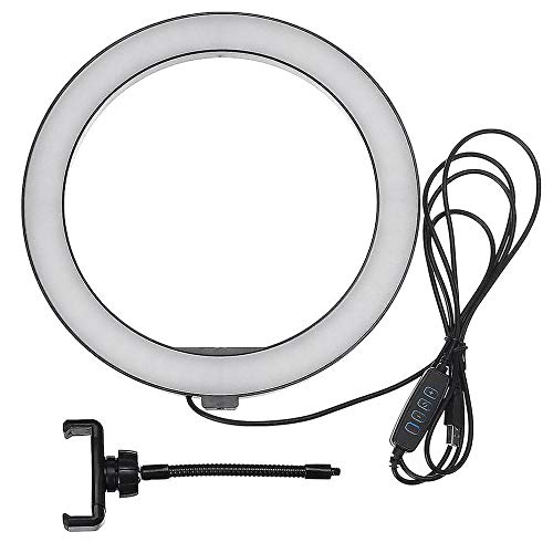 Plastic Ring Light With Four Modes And USB Cable For Mobile 26 CM - Black