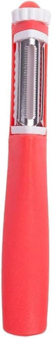 Generic Stainless Steel 3 Function Kitchen Peeler Plastic Handle Red White