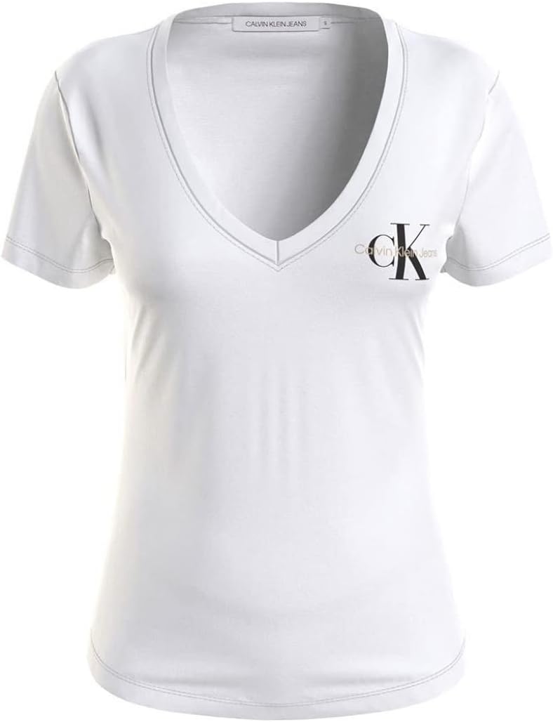 Women’s Monogram Logo Slim V-Neck Short Sleeve Knit Top
