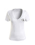 Women’s Monogram Logo Slim V-Neck Short Sleeve Knit Top