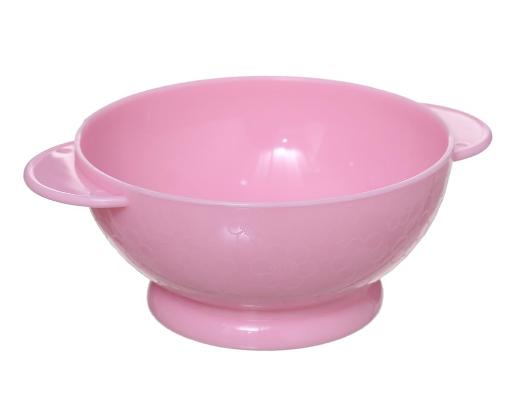 طقم طعام للأطفال من البلاستيك 3 قطع (طبق + ملعقة + شوكة) باللون الوردي – موديل DR-A-629