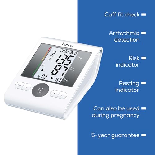 Beurer BM28 Upper Arm Blood Pressure Monitor with Patented Resting Indicator for Accuracy, Cuff Position Assistance and Colour-Coded Risk Indicator
