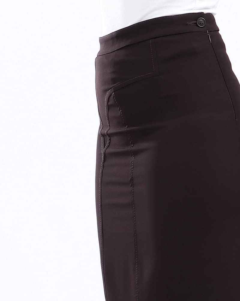 ESLA - Front Slit Long Skirt_Dark Brown - Safqqa Egypt