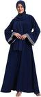 Elegant Women Abaya Set with Hijab Navy Modest Wear